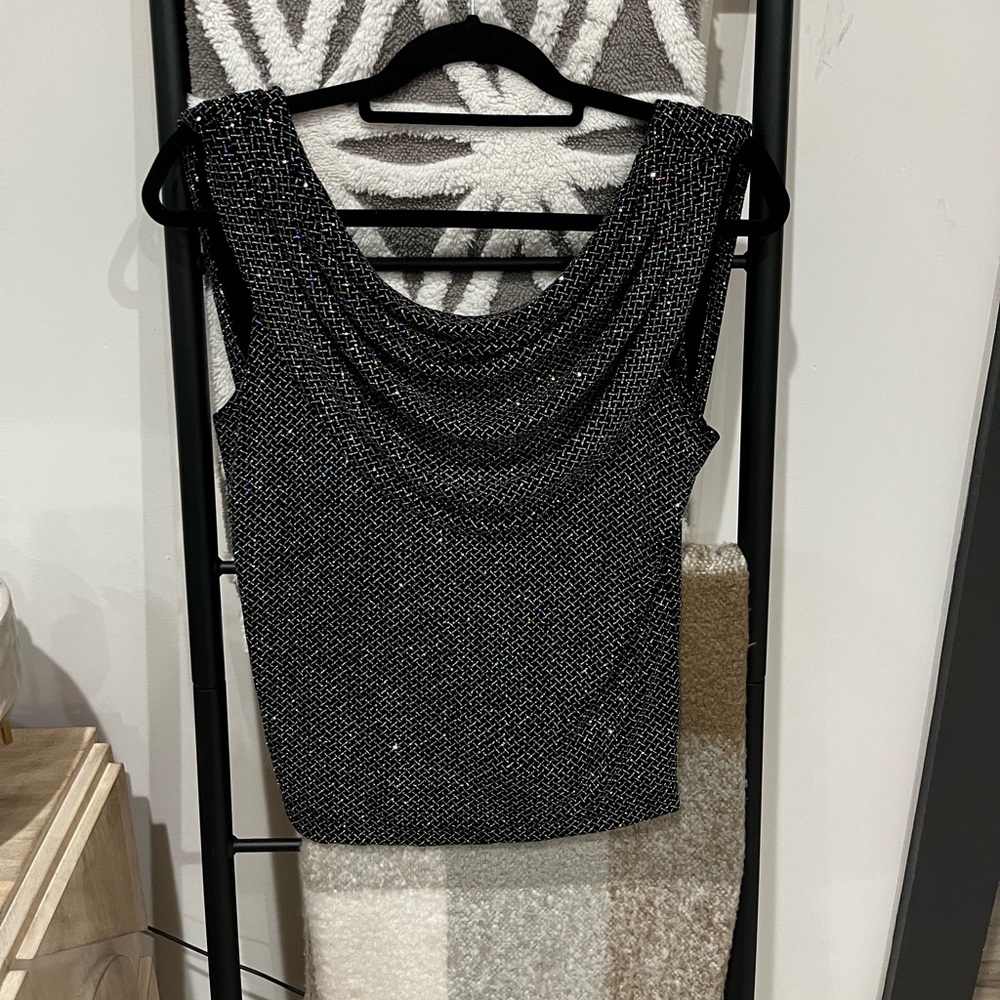 Y2K - JBS Ltd. - Cowl neck/low cowl back glittery top - SZ: M